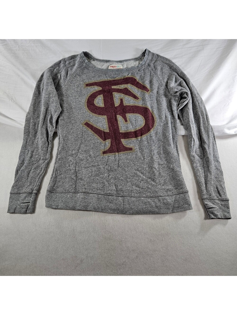 Pressbox Florida State Seminoles Sweatshirt Womens L Gray Thumb Hole Pullover